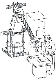 FIGURE IV:4-3. ROBOT LEAD-THROUGH PROGRAMMING OR TEACHING.